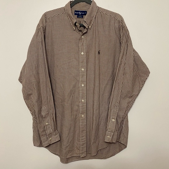 Ralph Lauren Other - Ralph Lauren Men's Blake 100% Cotton Brown Small Checkered Shirt size L